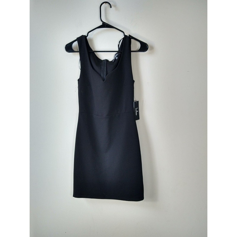New Lulu's Black Neck Mini Sheath Dress Sz Medium Party Work